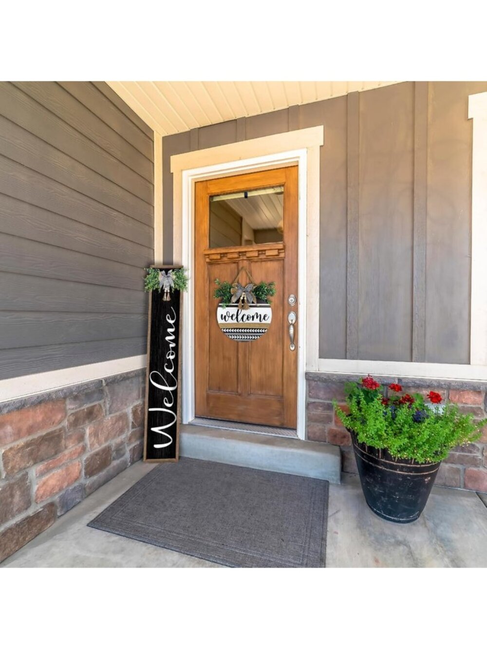 Rustic Vertical Welcome Sign for Front Porch - 45" Tall Outdoor Decor, Farmhouse - Picture 7 of 7